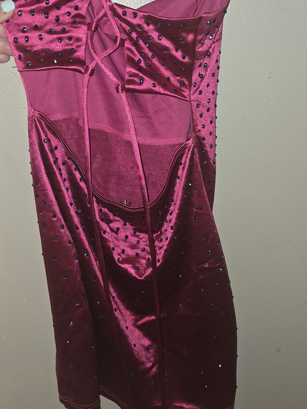 Windsor Hot Pink Embellished Satin Mini Dress